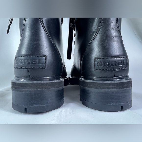 SOREL Lennox Leather Lace STKD Boot in Black Sea Salt NWT NO BOX Size:10 Women’s - Picture 10 of 15